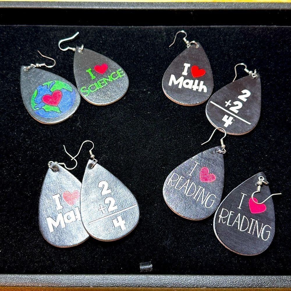 New Leather teacher school themed‎ earrings